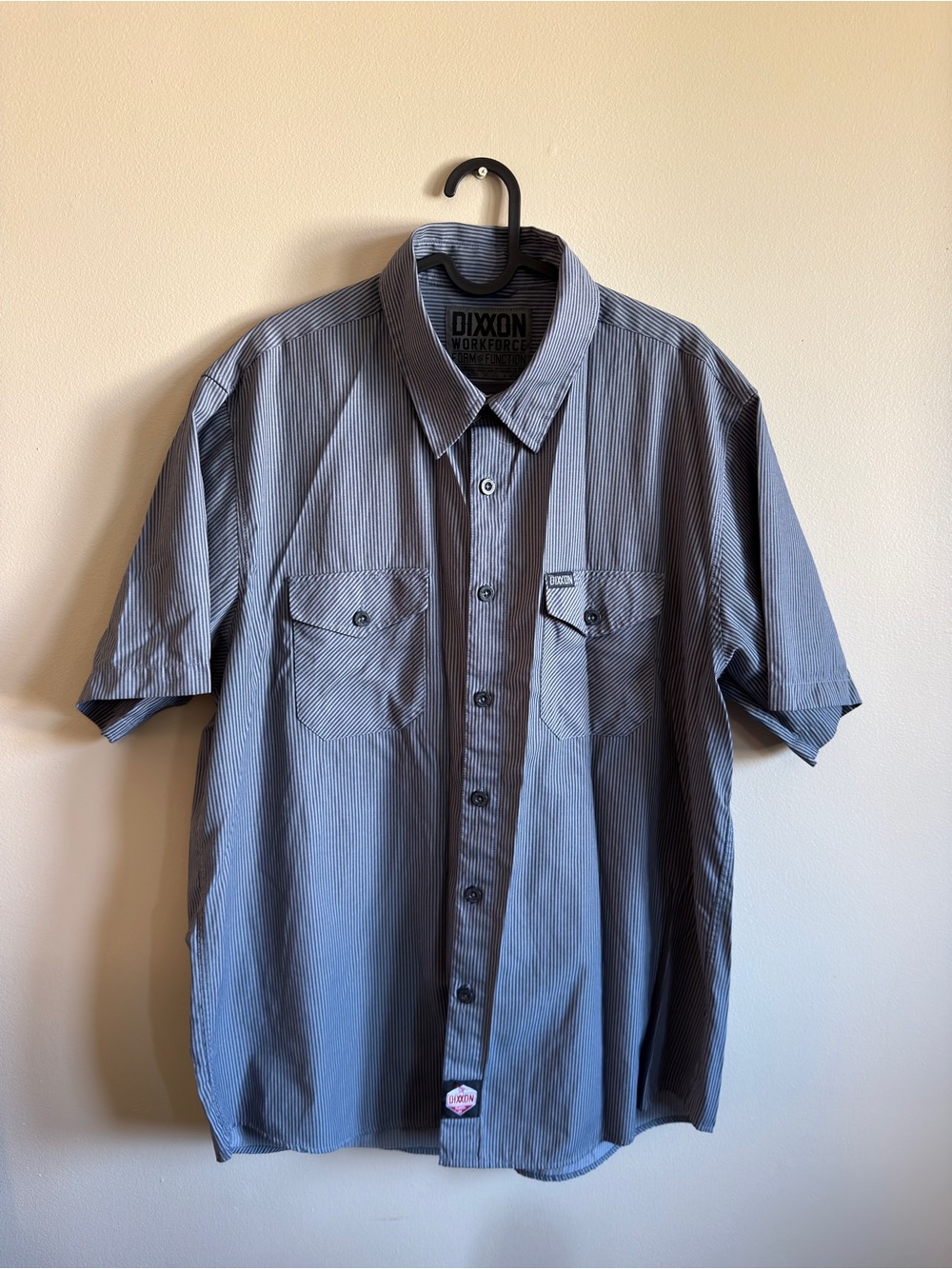 DIXXON Gray Pinstripe Short Sleeve Button-Down Work Shirt